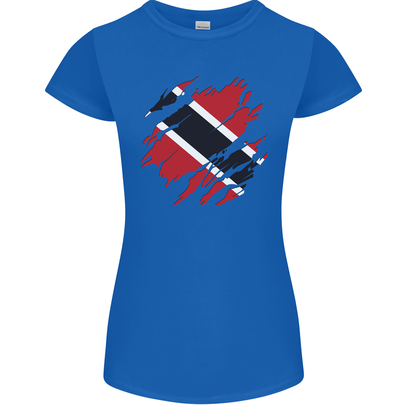 Torn Trinidad and Tobago Day Football Womens Petite Cut T-Shirt Royal Blue