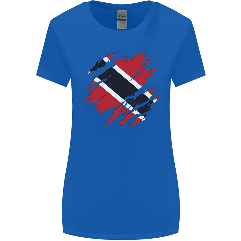 Torn Trinidad and Tobago Day Football Womens Wider Cut T-Shirt Royal Blue