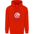 Torn Tunisia Flag Tunisian Day Football Childrens Kids Hoodie Bright Red