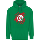 Torn Tunisia Flag Tunisian Day Football Childrens Kids Hoodie Irish Green