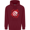 Torn Tunisia Flag Tunisian Day Football Childrens Kids Hoodie Maroon