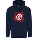Torn Tunisia Flag Tunisian Day Football Childrens Kids Hoodie Navy Blue