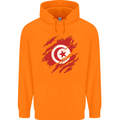 Torn Tunisia Flag Tunisian Day Football Childrens Kids Hoodie Orange