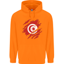 Torn Tunisia Flag Tunisian Day Football Childrens Kids Hoodie Orange