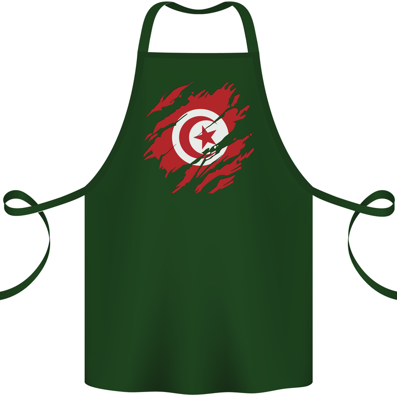 Torn Tunisia Flag Tunisian Day Football Cotton Apron 100% Organic Forest Green