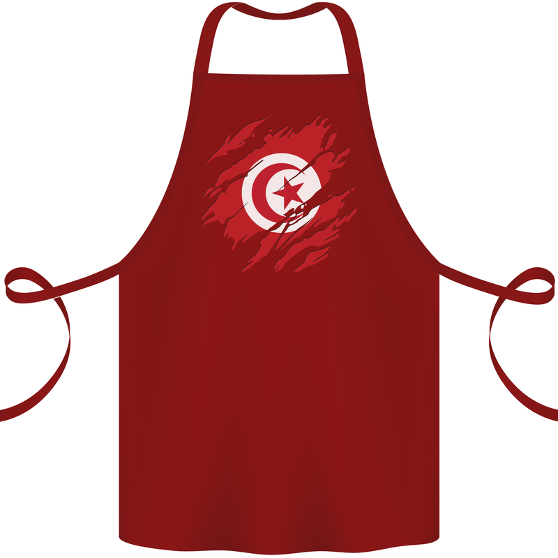 Torn Tunisia Flag Tunisian Day Football Cotton Apron 100% Organic Maroon