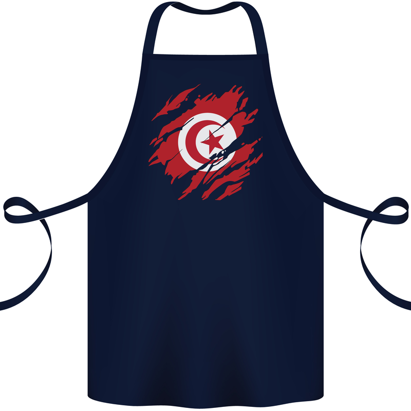 Torn Tunisia Flag Tunisian Day Football Cotton Apron 100% Organic Navy Blue
