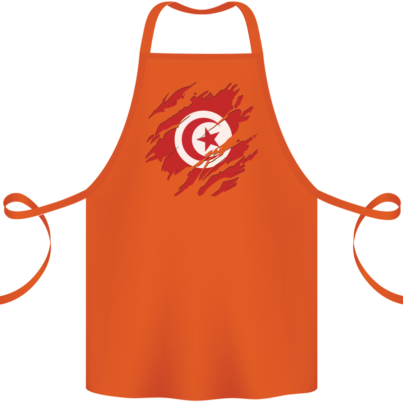 Torn Tunisia Flag Tunisian Day Football Cotton Apron 100% Organic Orange