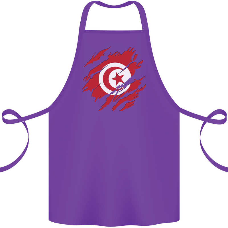 Torn Tunisia Flag Tunisian Day Football Cotton Apron 100% Organic Purple