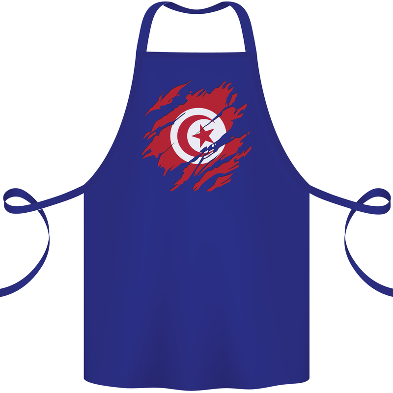 Torn Tunisia Flag Tunisian Day Football Cotton Apron 100% Organic Royal Blue