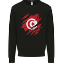 Torn Tunisia Flag Tunisian Day Football Kids Sweatshirt Jumper Black