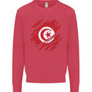 Torn Tunisia Flag Tunisian Day Football Kids Sweatshirt Jumper Heliconia