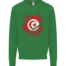 Torn Tunisia Flag Tunisian Day Football Kids Sweatshirt Jumper Irish Green