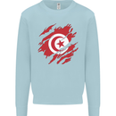 Torn Tunisia Flag Tunisian Day Football Kids Sweatshirt Jumper Light Blue