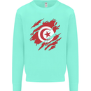Torn Tunisia Flag Tunisian Day Football Kids Sweatshirt Jumper Peppermint