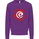 Torn Tunisia Flag Tunisian Day Football Kids Sweatshirt Jumper Purple