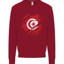 Torn Tunisia Flag Tunisian Day Football Kids Sweatshirt Jumper Red