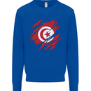 Torn Tunisia Flag Tunisian Day Football Kids Sweatshirt Jumper Royal Blue
