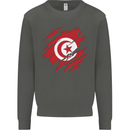 Torn Tunisia Flag Tunisian Day Football Kids Sweatshirt Jumper Storm Grey