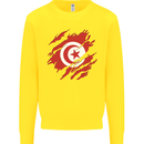 Torn Tunisia Flag Tunisian Day Football Kids Sweatshirt Jumper Yellow