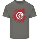 Torn Tunisia Flag Tunisian Day Football Kids T-Shirt Childrens Charcoal