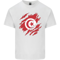 Torn Tunisia Flag Tunisian Day Football Kids T-Shirt Childrens White