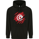 Torn Tunisia Flag Tunisian Day Football Mens 80% Cotton Hoodie Black