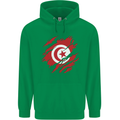 Torn Tunisia Flag Tunisian Day Football Mens 80% Cotton Hoodie Irish Green