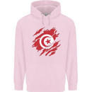 Torn Tunisia Flag Tunisian Day Football Mens 80% Cotton Hoodie Light Pink