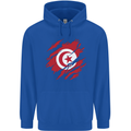Torn Tunisia Flag Tunisian Day Football Mens 80% Cotton Hoodie Royal Blue