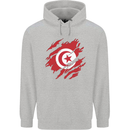 Torn Tunisia Flag Tunisian Day Football Mens 80% Cotton Hoodie Sports Grey