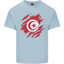 Torn Tunisia Flag Tunisian Day Football Mens Cotton T-Shirt Tee Top Light Blue