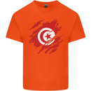 Torn Tunisia Flag Tunisian Day Football Mens Cotton T-Shirt Tee Top Orange