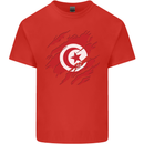 Torn Tunisia Flag Tunisian Day Football Mens Cotton T-Shirt Tee Top Red