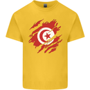 Torn Tunisia Flag Tunisian Day Football Mens Cotton T-Shirt Tee Top Yellow