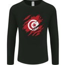 Torn Tunisia Flag Tunisian Day Football Mens Long Sleeve T-Shirt Black