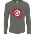 Torn Tunisia Flag Tunisian Day Football Mens Long Sleeve T-Shirt Charcoal