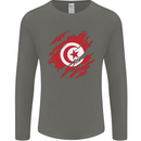 Torn Tunisia Flag Tunisian Day Football Mens Long Sleeve T-Shirt Charcoal