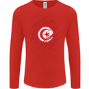 Torn Tunisia Flag Tunisian Day Football Mens Long Sleeve T-Shirt Red