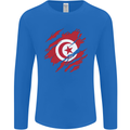 Torn Tunisia Flag Tunisian Day Football Mens Long Sleeve T-Shirt Royal Blue
