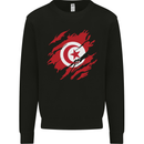 Torn Tunisia Flag Tunisian Day Football Mens Sweatshirt Jumper Black
