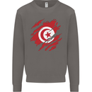 Torn Tunisia Flag Tunisian Day Football Mens Sweatshirt Jumper Charcoal