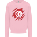 Torn Tunisia Flag Tunisian Day Football Mens Sweatshirt Jumper Light Pink