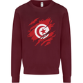 Torn Tunisia Flag Tunisian Day Football Mens Sweatshirt Jumper Maroon