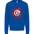 Torn Tunisia Flag Tunisian Day Football Mens Sweatshirt Jumper Royal Blue