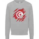 Torn Tunisia Flag Tunisian Day Football Mens Sweatshirt Jumper Sports Grey
