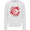 Torn Tunisia Flag Tunisian Day Football Mens Sweatshirt Jumper White