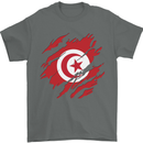 Torn Tunisia Flag Tunisian Day Football Mens T-Shirt 100% Cotton Charcoal