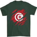 Torn Tunisia Flag Tunisian Day Football Mens T-Shirt 100% Cotton Forest Green