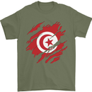 Torn Tunisia Flag Tunisian Day Football Mens T-Shirt 100% Cotton Military Green